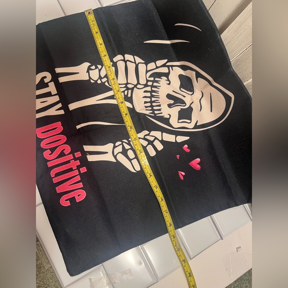 Black Graphic Pillow Cover with Skeleton Design - Picture 3 of 4